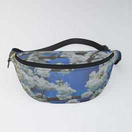 Sakura, cherry white blossom with blue background in Paris - Fine Arts Travel Photography Fanny Pack