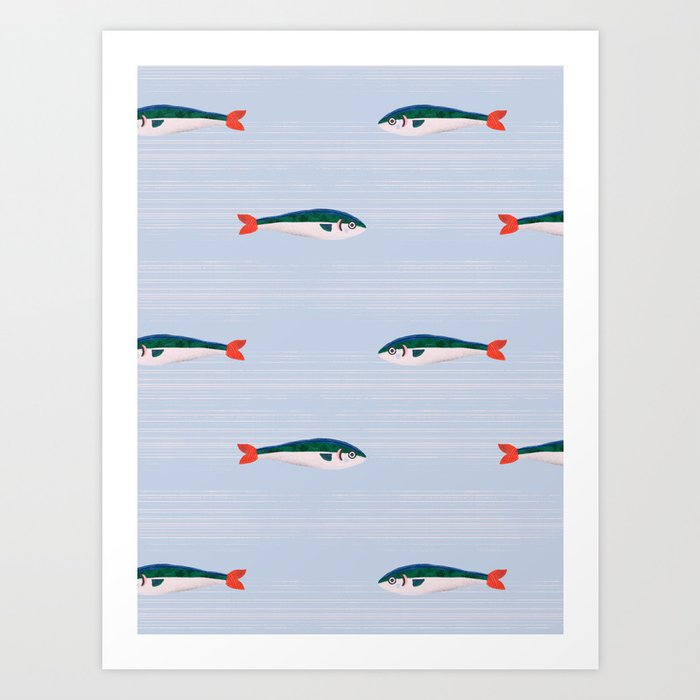 Sardines In The Sea Pattern Art Print
