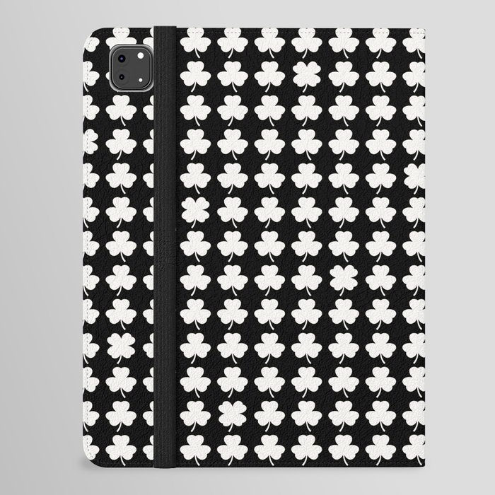 Clovers II Black & White Botanical Pattern iPad Folio Case