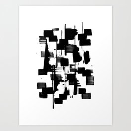 Black Ink Abstract Brush Strokes #57 Art Print