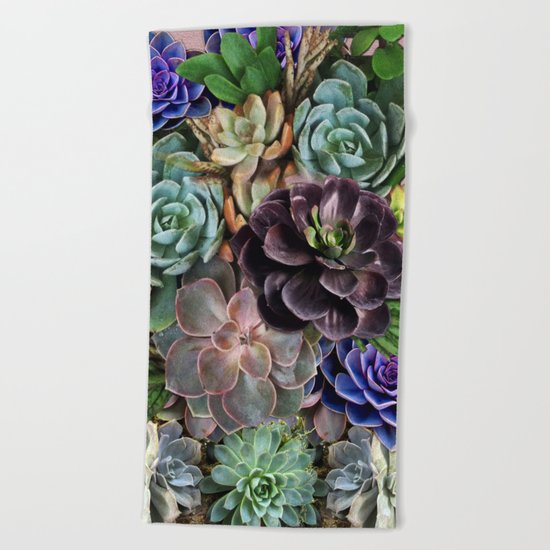 Succulent gardens Beach Towel
