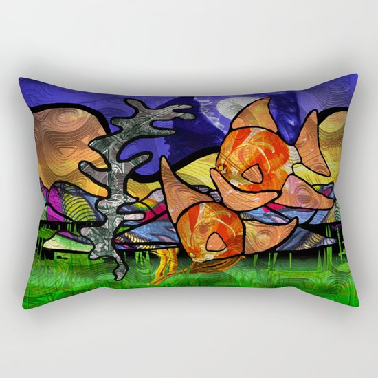 Doodlage 02 - As the fishes swim Rectangular Pillow