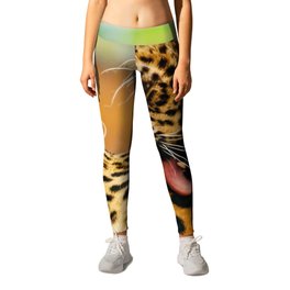 Fabulous Noble Spotted Predatory Big Cat Family UHD Leggings | Lovely, Quality, Highresolution, Graceful, Miraculous, Intriguing, Interesting, Decorative, Photo, Aesthetic 