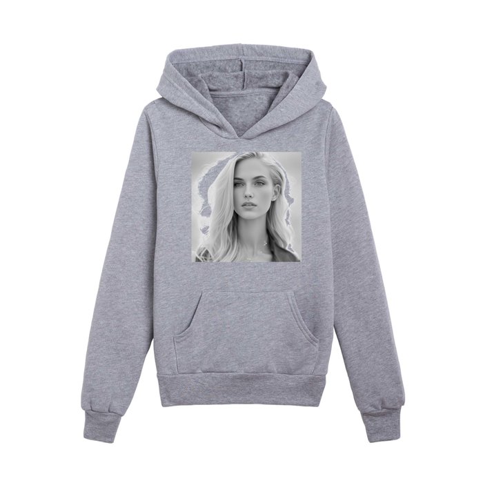 Portrait of a blond, female portrait black and white photograph - photography - photographs Kids Pullover Hoodie