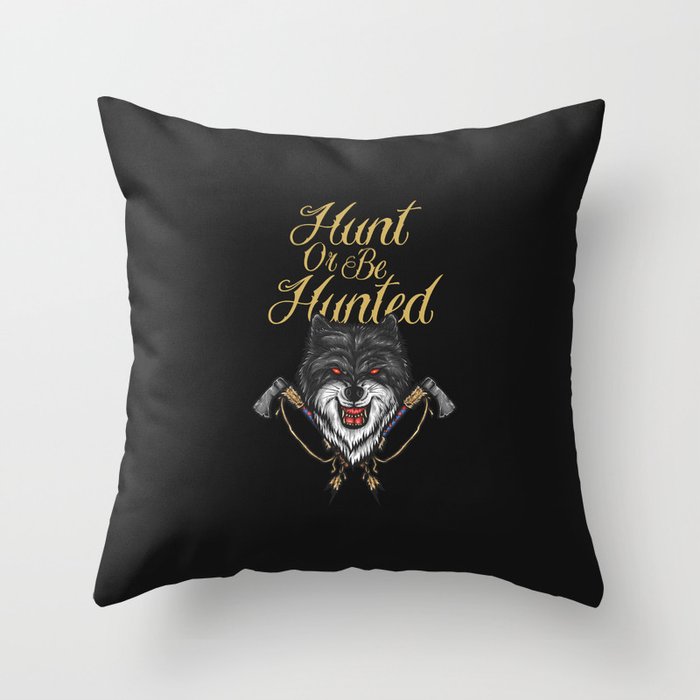 Wolf and Tomahawk Throw Pillow