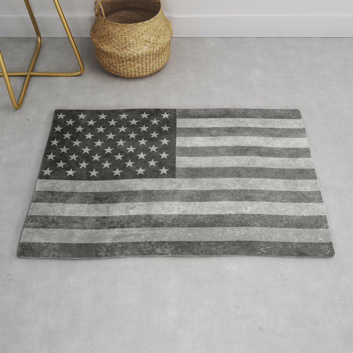 American flag in grungy black and white Rug