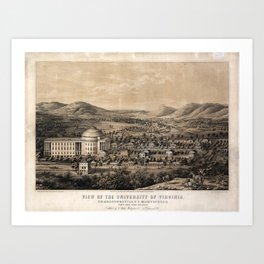 University of Virginia, Charlottesville & Monticello (1856) Art Print