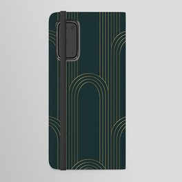 Geometric seamless pattern with golden on green background. Art deco style. Vintage seamless pattern. Android Wallet Case