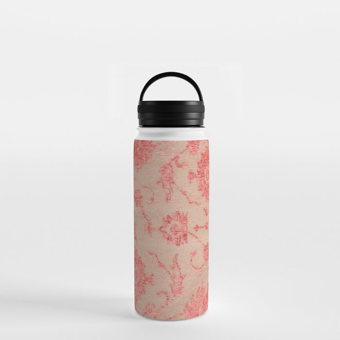 pink oriental floral rug Water Bottle