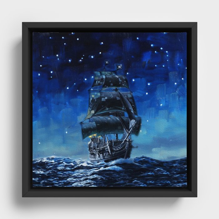 Black Pearl Starry Night Framed Canvas