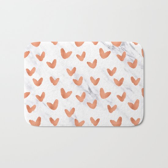 Hearts Rose Gold Marble Bath Mat