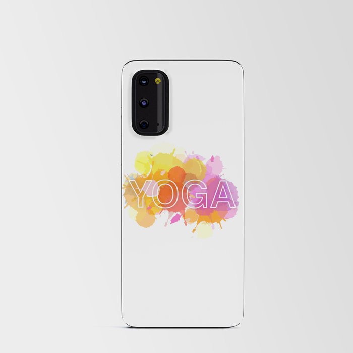 YOGA typography short quote in colorful watercolor paint splatter warm scheme Android Card Case