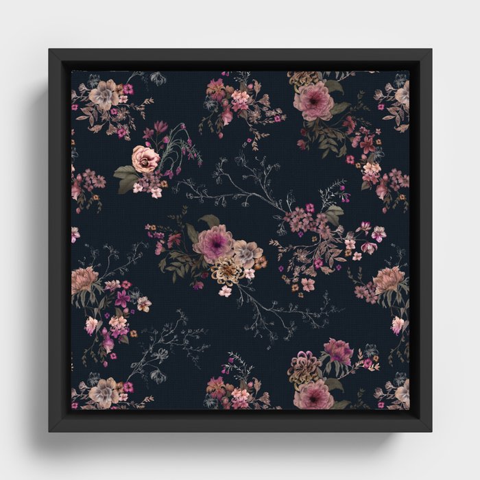 Japanese Boho Floral Framed Canvas