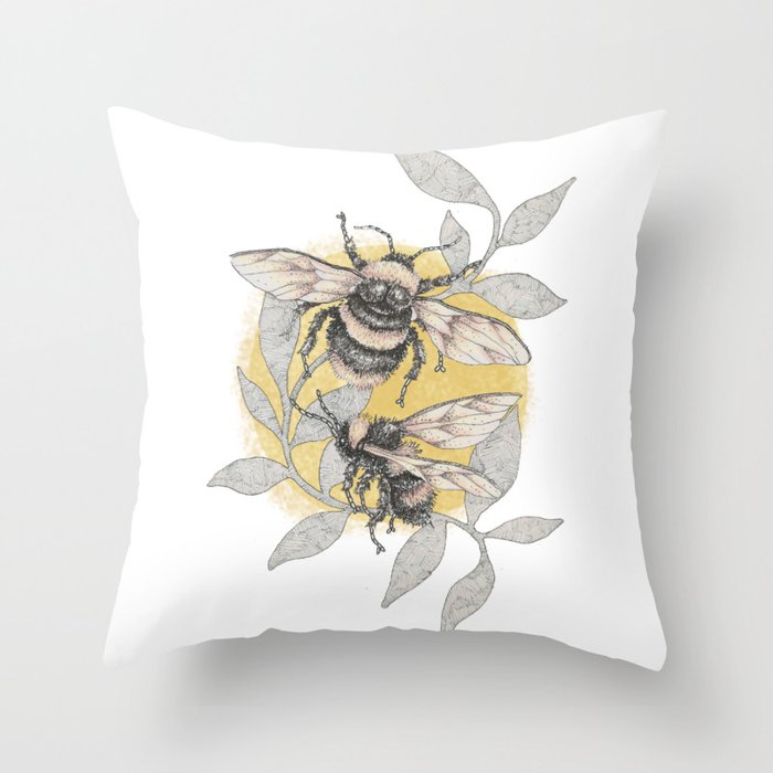 Wild Bees Throw Pillow