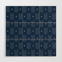 Arrow Lines Geometric Pattern 29 in Midnight Blue Wood Wall Art