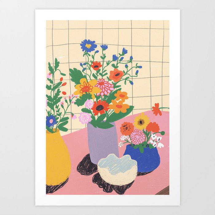 Bright flowers Art Print
