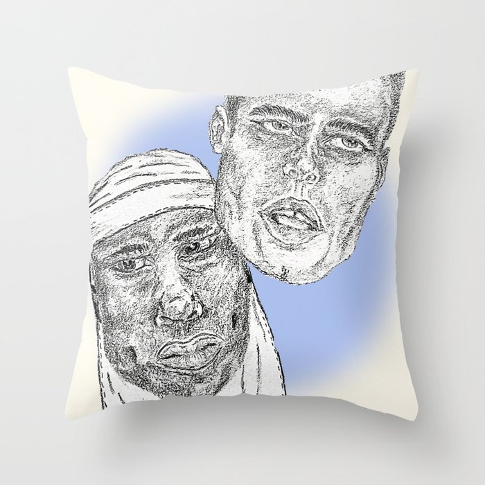 Opposites Attract Blue/Beige Throw Pillow