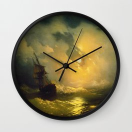 Ivan Aivazovsky - Stormy sea at night Wall Clock