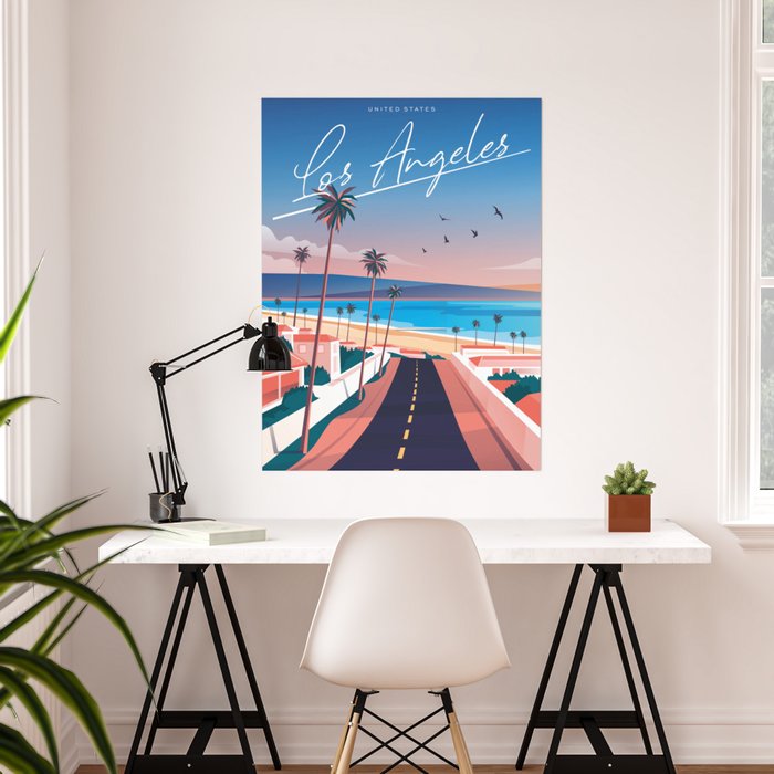 Los Angeles Beach - Tracel Poster Art Print Poster by AksaraSpace | Society6