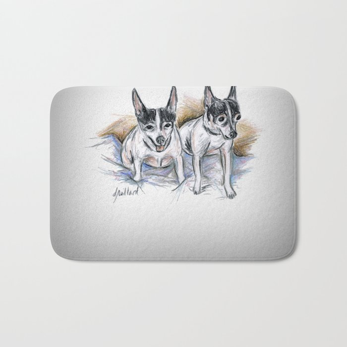 Two Toy Fox Terriers Bath Mat