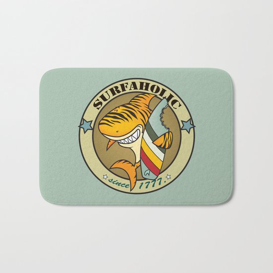 Surfaholic tiger shark Bath Mat