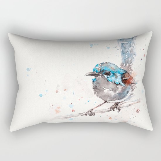 Mischief In The Making (Variegated Fairy Wren) Rectangular Pillow