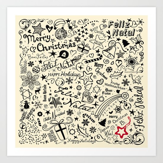 Merry Christmas Multiple languages Art Print