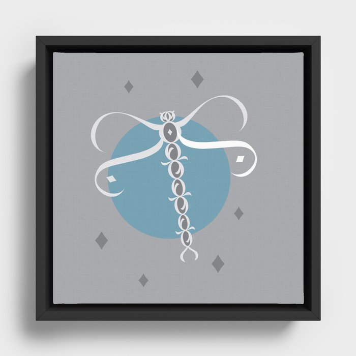 Flying Dragonfly, Blue Moon Color Splash Framed Canvas