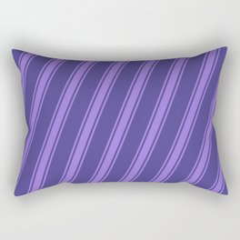 [ Thumbnail: Dark Slate Blue and Purple Colored Stripes Pattern Rectangular Pillow ]