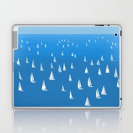Sailing Boats in deep blue Sea - Regatta Sailboats Laptop Skin