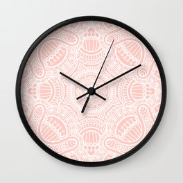 Pink Rose Ethnic Mandala Pattern Wall Clock