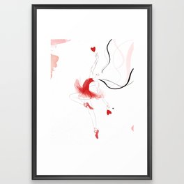 Ballerina In Red Framed Art Print