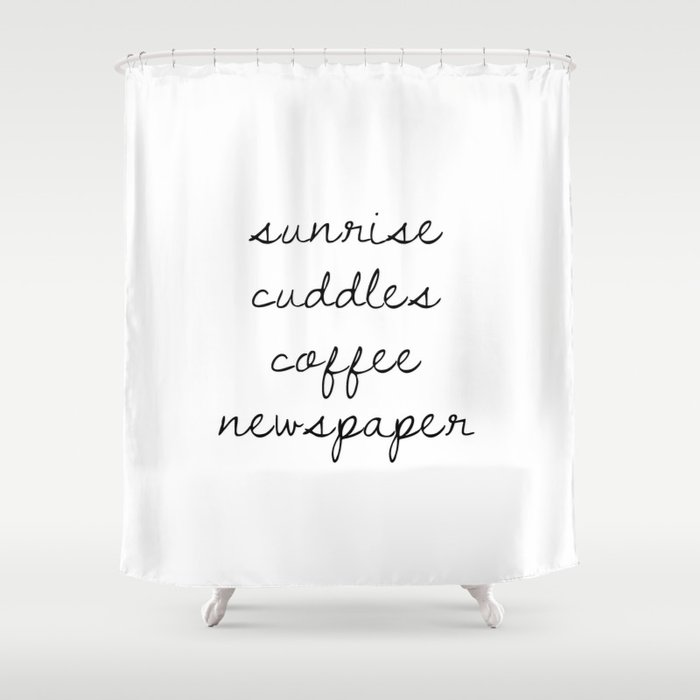 sunrise cuddles coffee newspaper Shower Curtain
