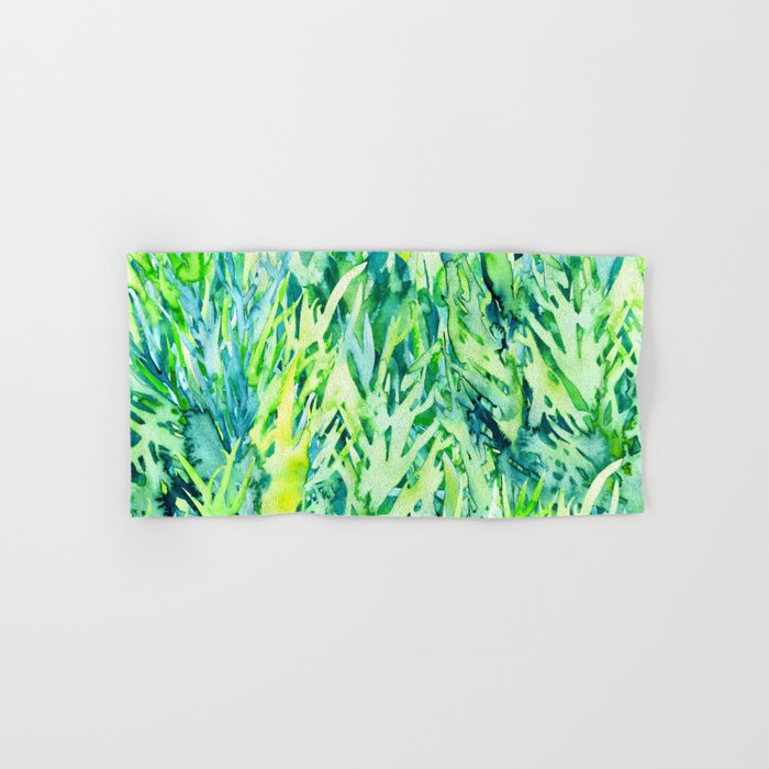 Jungle Green Watercolor Hand Bath Towel By Saryart Society6