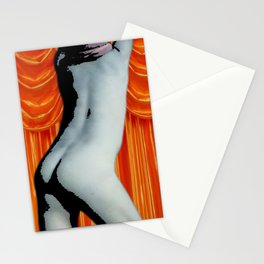 Naked in Front of Curtains Stationery Card