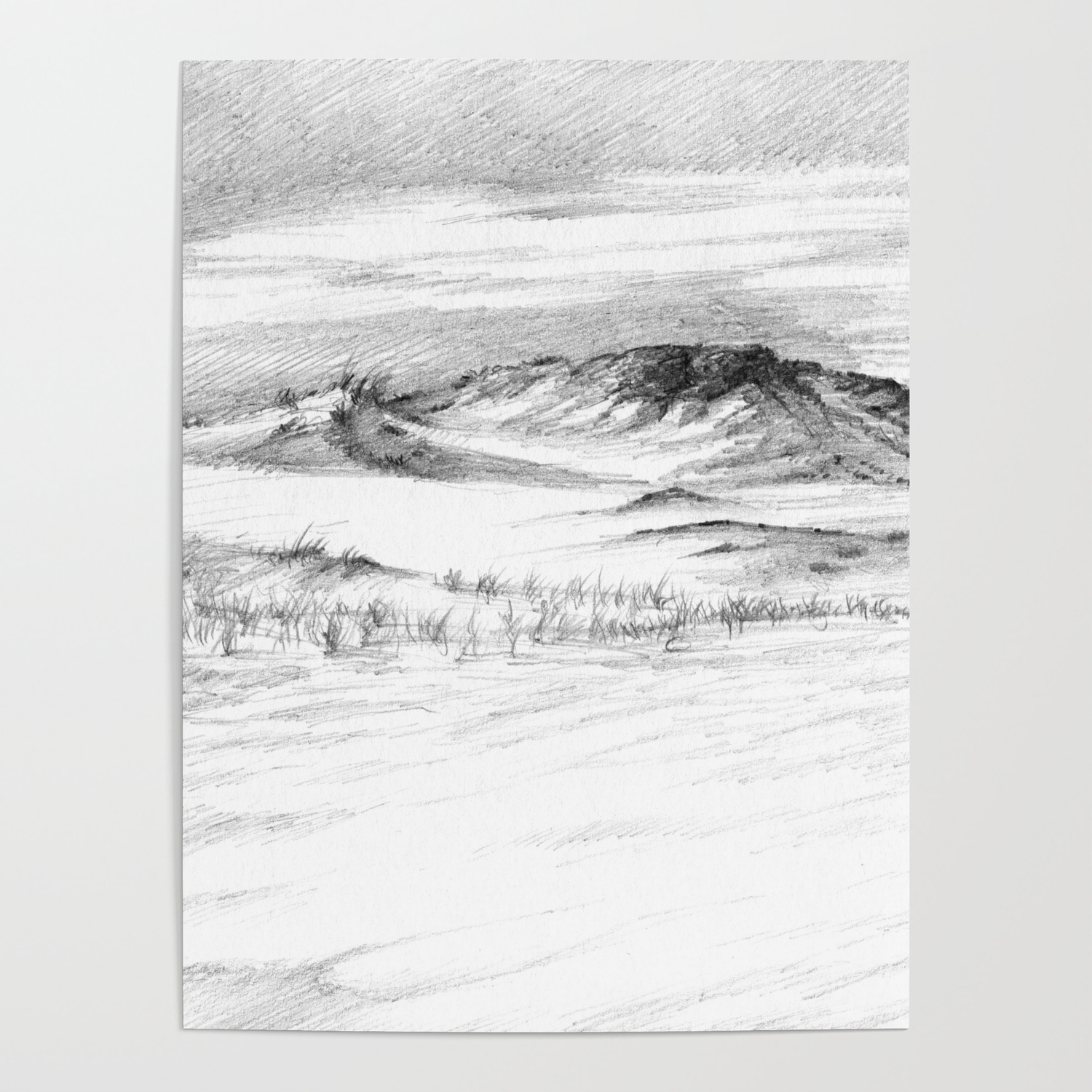 Beach Sand Dunes - Drawing Poster By Deycorstudio | Society6