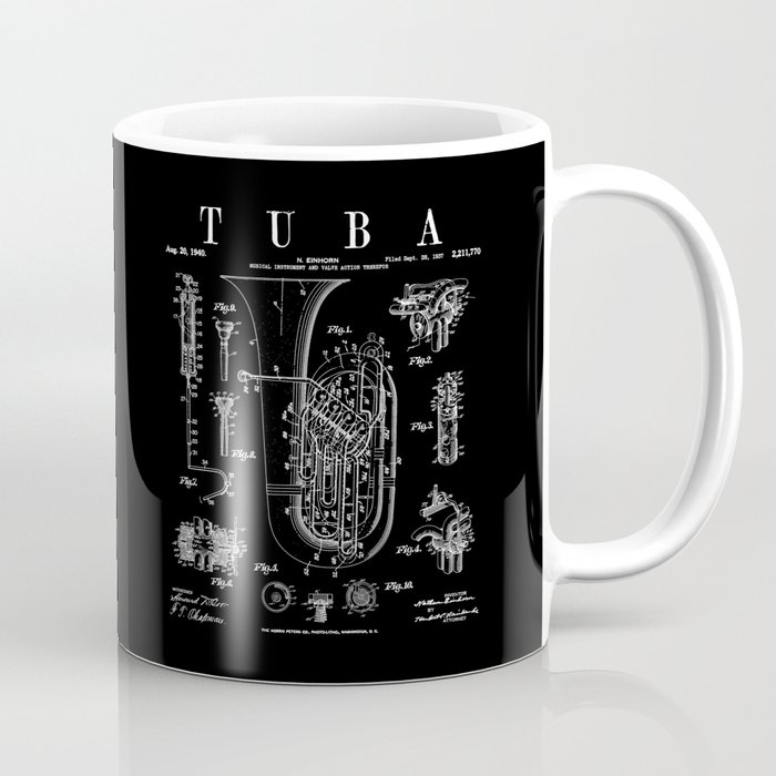 Tuba Vintage Patent Tubaist Tubist Drawing Print Coffee Mug