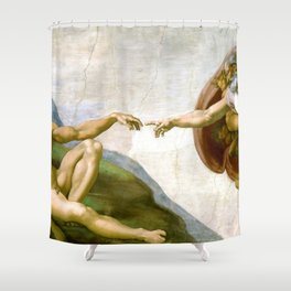The Creation of Adam Painting by Michelangelo Sistine Chapel Shower Curtain