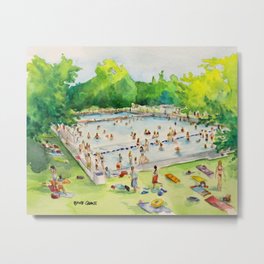 Deep Eddy Pool - Austin, Texas Metal Print | Swimmingpool, Texas, Curated, Austin, Atx, Happycreativelife, Painting, Pool, Watercolor, Deepeddypool 