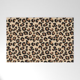 Leopard Print, Black, Brown, Rust and Tan Welcome Mat