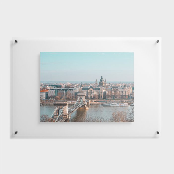 Budapest City Chain Bridge Floating Acrylic Print