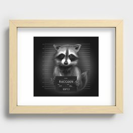 Raccoon Mugshot Recessed Framed Print