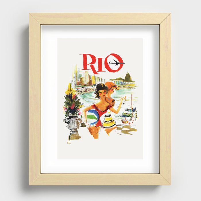 Rio de Janeiro Vintage Travel Poster 1930s / Travel Art Poster / Rio Wall Art / Brazil Recessed Framed Print