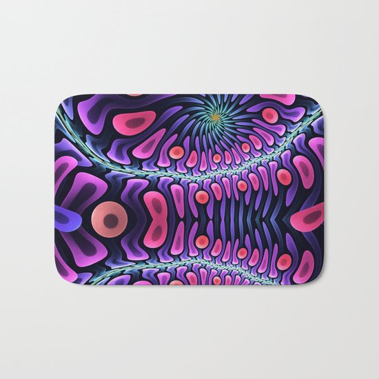 Color splashes in motion, fractal abstract Bath Mat