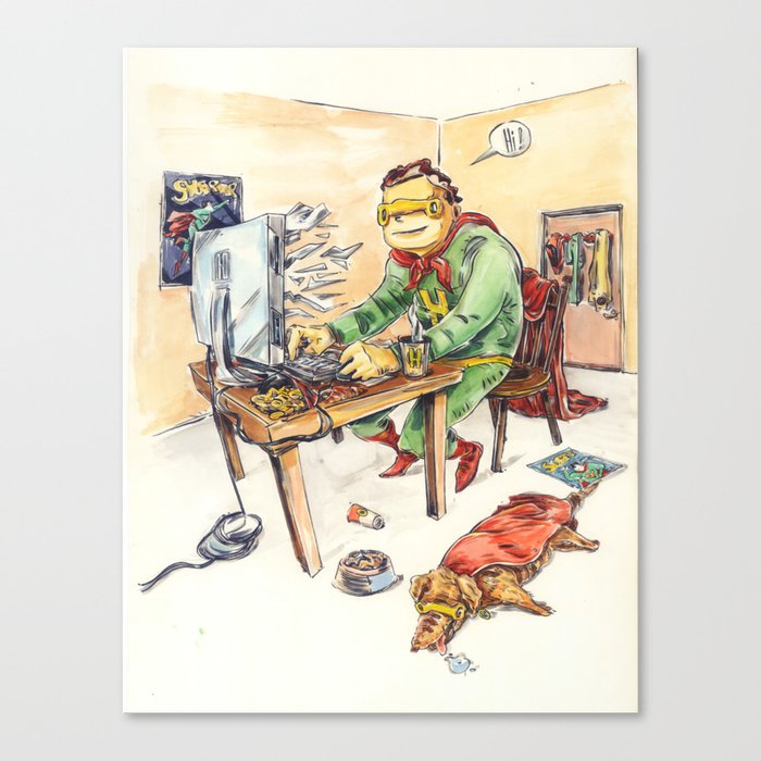 Hero and his Superdog Canvas Print