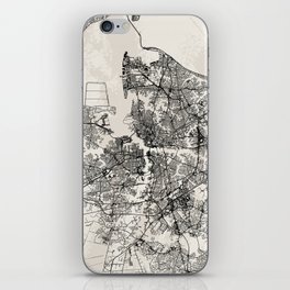 Norfolk - USA. Black and White City Map iPhone Skin