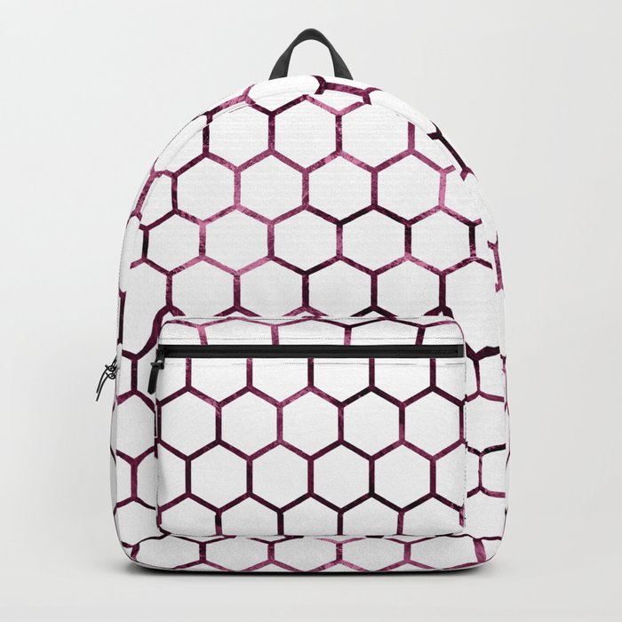 Metallic Burgundy Honeycomb Pattern Backpack