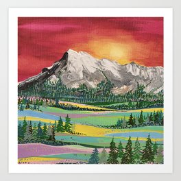 Rundle Mountain Art Print