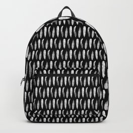 Feather Trio | Three Feathers | Bird Feathers | Black and White | Backpack | Graphicdesign, Wings, Feathers, Vintagestyle, Monochrome, Threefeathers, Flying, Ornithology, Wildlife, Birdfeathers 