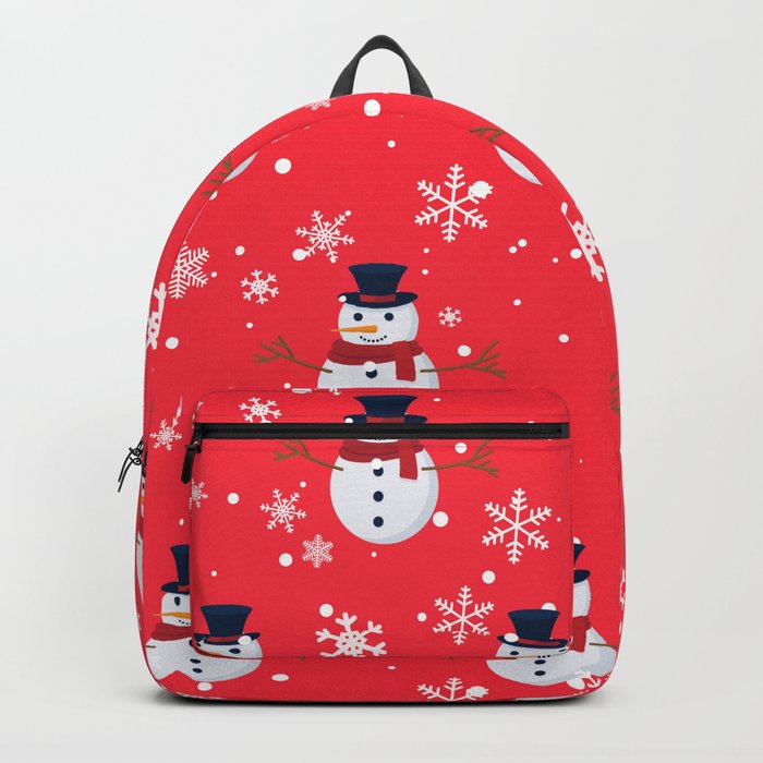 Vector Seamless Pattern with Snowman, Snow. Winter Simple, Stylish Scandinavian Repeat Texture 02 Backpack
